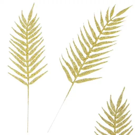 Arany glitteres karácsonyi dekorációs ág, 43 cm, 3 db