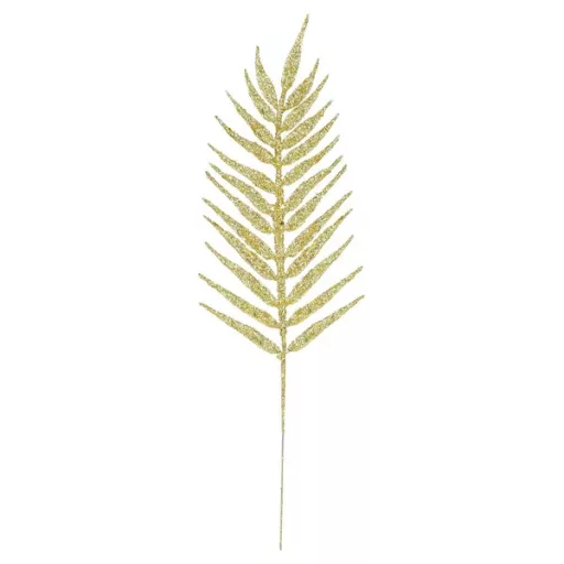 Arany glitteres karácsonyi dekorációs ág, 43 cm, 3 db