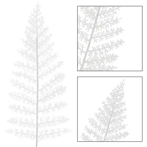 Karácsonyi dísz fehér műfenyő ág 44 cm, 3 darab