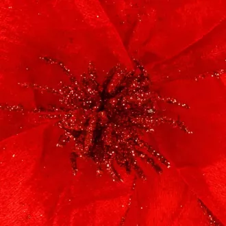 Mű magnólia virág, piros csillámos, 26×21 cm, 1 db