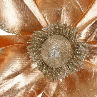 Mű magnólia virág, sárga-arany csillámos, 25×38 cm