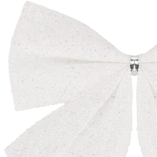 Karácsonyi csillámos fehér masni 11×11 cm – 3 db