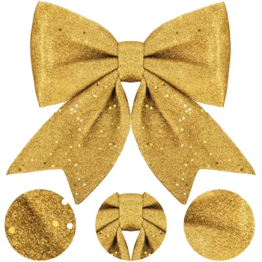 Arany csillámos karácsonyi díszmasni 30×27 cm drótos rögzítéssel