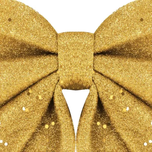 Arany csillámos karácsonyi díszmasni 30×27 cm drótos rögzítéssel