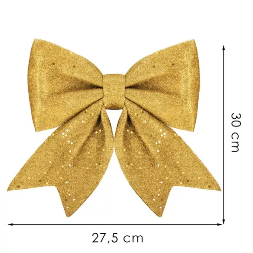 Arany csillámos karácsonyi díszmasni 30×27 cm drótos rögzítéssel