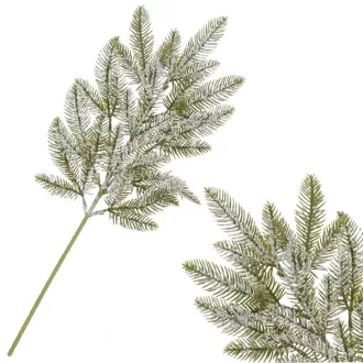   Karácsonyi műfenyő ág fehér hóhatással, 68 cm – díszítő gally