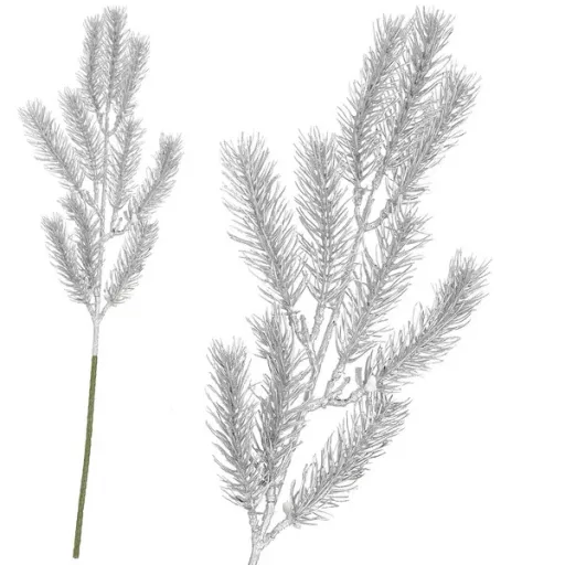 Zöld-ezüst karácsonyi műanyag dekorág, 47 cm