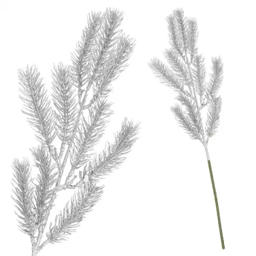 Zöld-ezüst karácsonyi műanyag dekorág, 47 cm