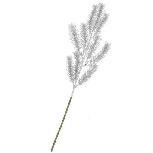 Zöld-ezüst karácsonyi műanyag dekorág, 47 cm