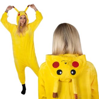   Pikachu mintás kigurumi pizsama overall kapucnival, S, poliészter