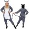 Lemur mintás kigurumi pizsama, multikolor, poliészter, S méret