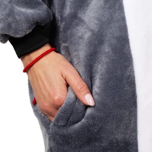 Lemur kigurumi kapucnis pizsama, M méret, 100% poliészter, multikolor