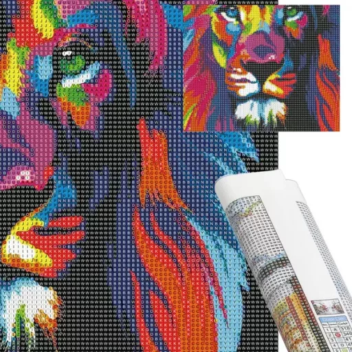 Gyémántszemes festő készlet 30×40 cm, színes oroszlán motívum