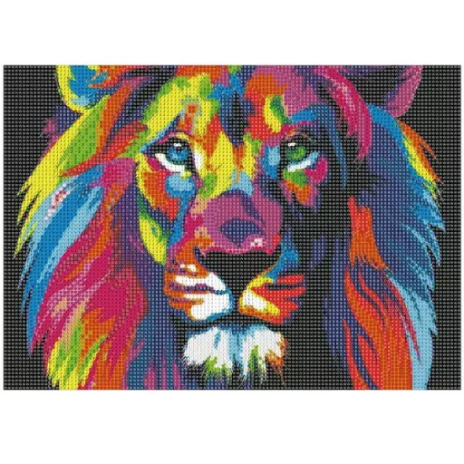 Gyémántszemes festő készlet 30×40 cm, színes oroszlán motívum