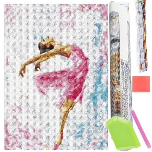 Tündöklő balerina gyémántszemes festőkészlet, 30×40 cm, multiszín