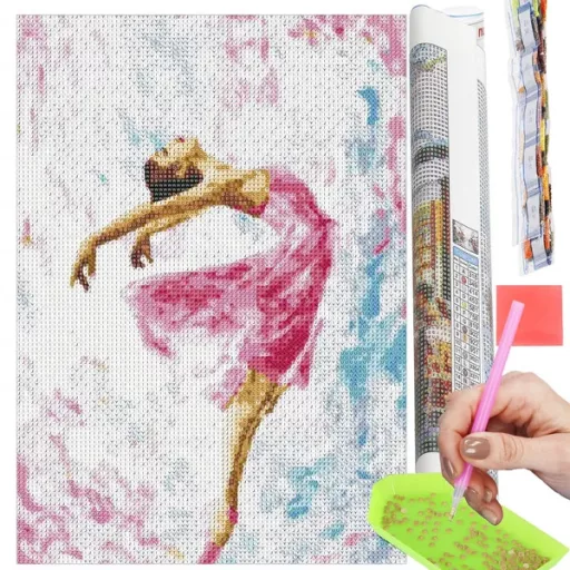 Tündöklő balerina gyémántszemes festőkészlet, 30×40 cm, multiszín