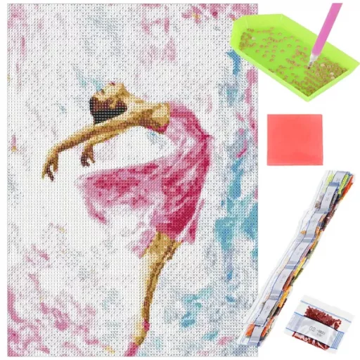 Tündöklő balerina gyémántszemes festőkészlet, 30×40 cm, multiszín