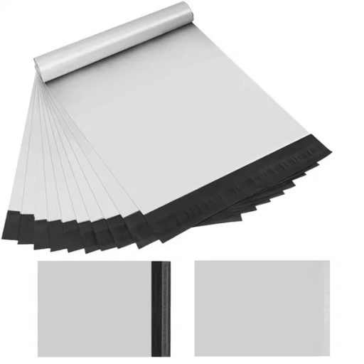 Futártasak készlet 45×50+5 cm, szürke/fekete, 50 db, öntapadós