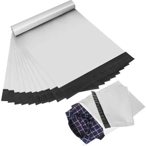 Futártasak készlet 45×50+5 cm, szürke/fekete, 50 db, öntapadós