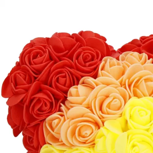 Szivárványos habrózsa maci, 25 cm, díszdobozzal – PE rózsákból