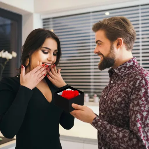 Örökrózsa díszdobozban, piros, 10,8×10,8×7,5 cm, 1 szál