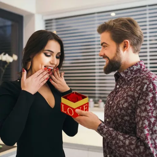 Piros-arany örökrózsa ajándékdobozban, 1 szál, 10×10 cm Springos