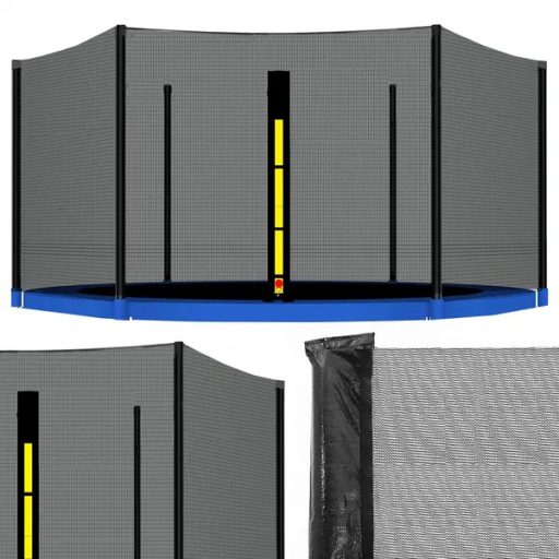 Trambulin védőháló külső, 183 cm (6 ft), 6 oszlophoz, PE, fekete