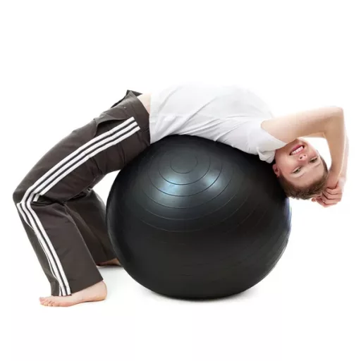 Fekete 55 cm PVC gimnasztikai labda pumpával, 150 kg teherbírás
