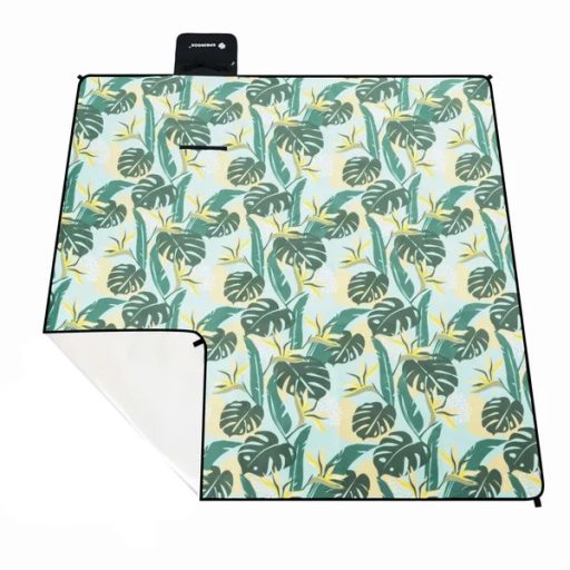 Springos® 200×200 cm piknik pléd, vízálló polár+alumínium, zöld-sárga