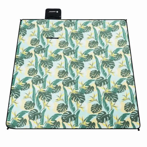 Springos® 200×200 cm piknik pléd, vízálló polár+alumínium, zöld-sárga