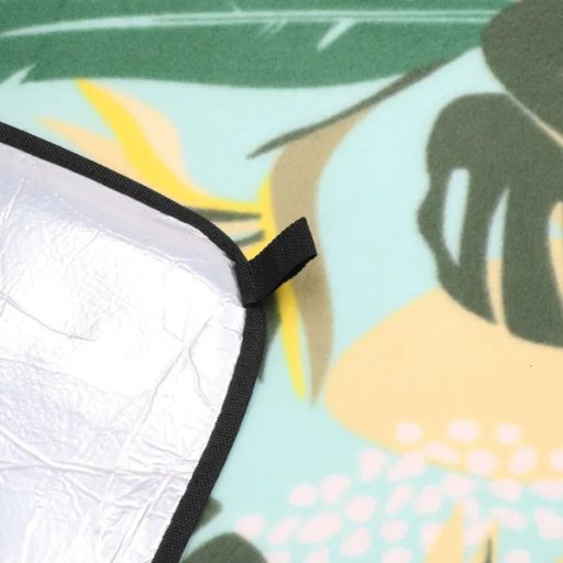 Springos® 200×200 cm piknik pléd, vízálló polár+alumínium, zöld-sárga