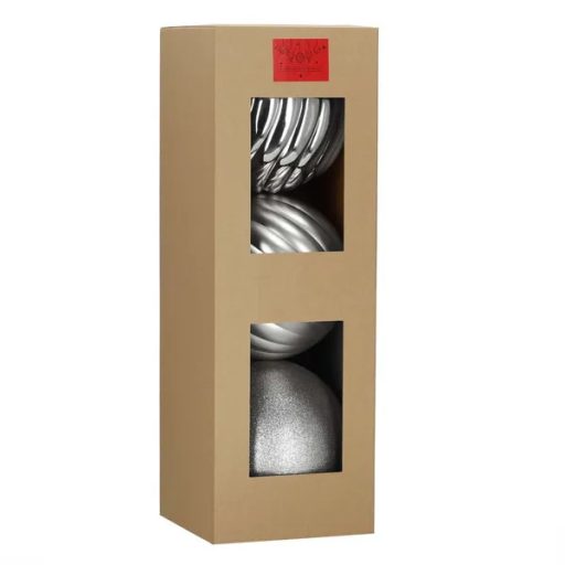 Ezüst karácsonyfadísz gömb szett 20 cm, 3 db, törhetetlen