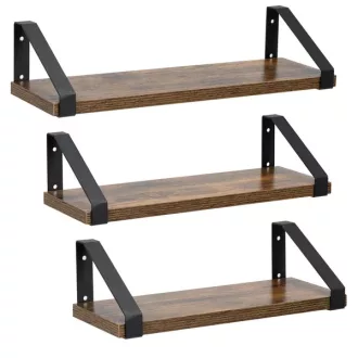3-részes fali polc szett, MDF/fém, 30-40×12 cm, 5-10 kg