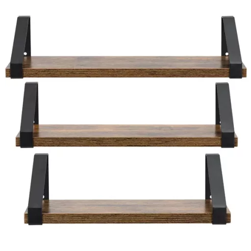 3-részes fali polc szett, MDF/fém, 30-40×12 cm, 5-10 kg