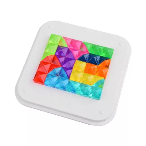 Gyémánt kirakó 10 színes elemmel, kétoldalas (szív-négyzet) táblával 13,5 cm