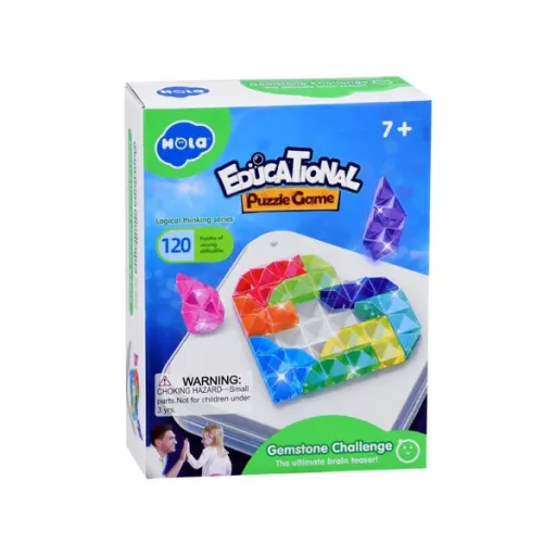 Gyémánt kirakó 10 színes elemmel, kétoldalas (szív-négyzet) táblával 13,5 cm