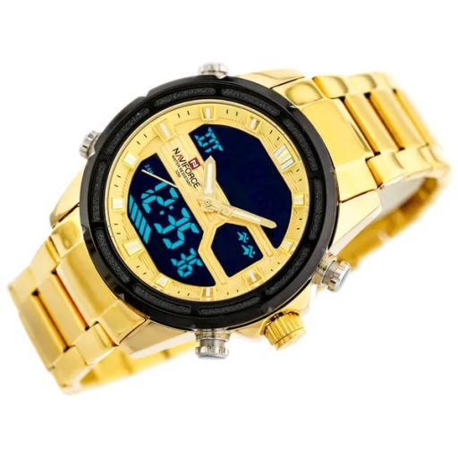 Naviforce NF9138S férfi karóra, fekete-arany, kvarc, fémszíj, díszdoboz