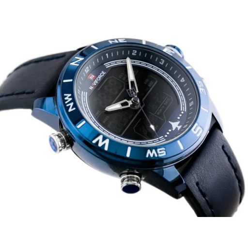 Naviforce NF9144 férfi karóra, kék analóg-digitális, bőr szíj, díszdoboz