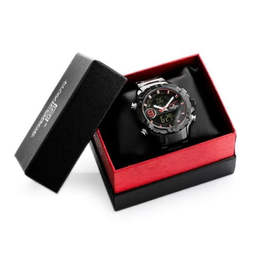 Naviforce NF9146S férfi kvarc karóra fekete/piros fém szíjjal ajándékdobozban