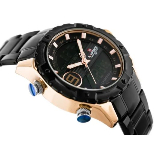 Naviforce férfi karóra fekete/rosegold, quartz analóg-digitális díszdobozzal