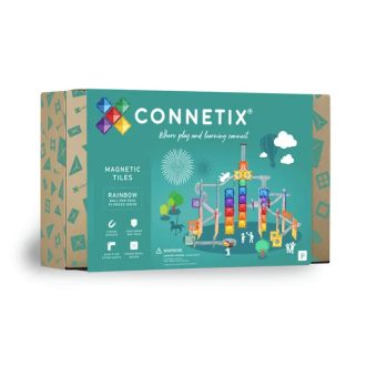   Connetix csempe - Mágneses Építőkészlet Szivárványos labdapálya 92 db