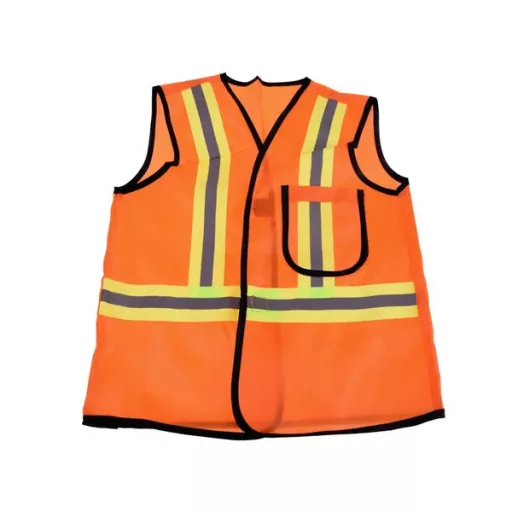 Gyermek építőmunkás jelmez szerszámokkal, mellénnyel és sisakkal