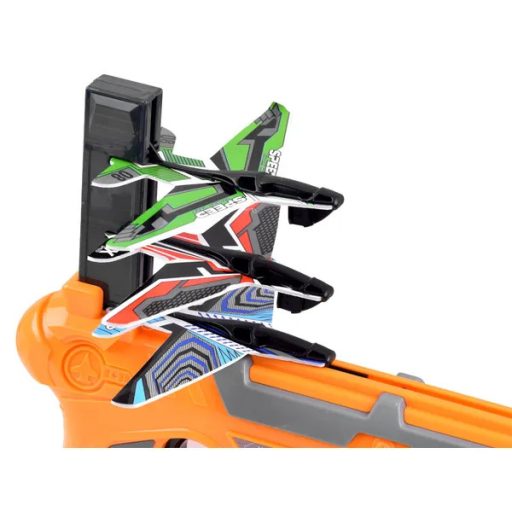 Gyerek repülőgép-kilövő pisztoly, 4 db EPP hab géppel, 25 cm