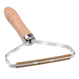   Kétoldalas réz pengés hordozható állatszőr-eltávolító kefe fa nyéllel