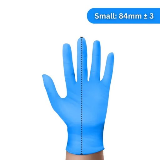 Nitril eldobható kesztyű, S, kék, púdermentes, 100 db