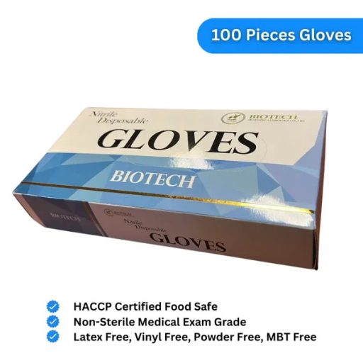 Nitril eldobható kesztyű, S, kék, púdermentes, 100 db